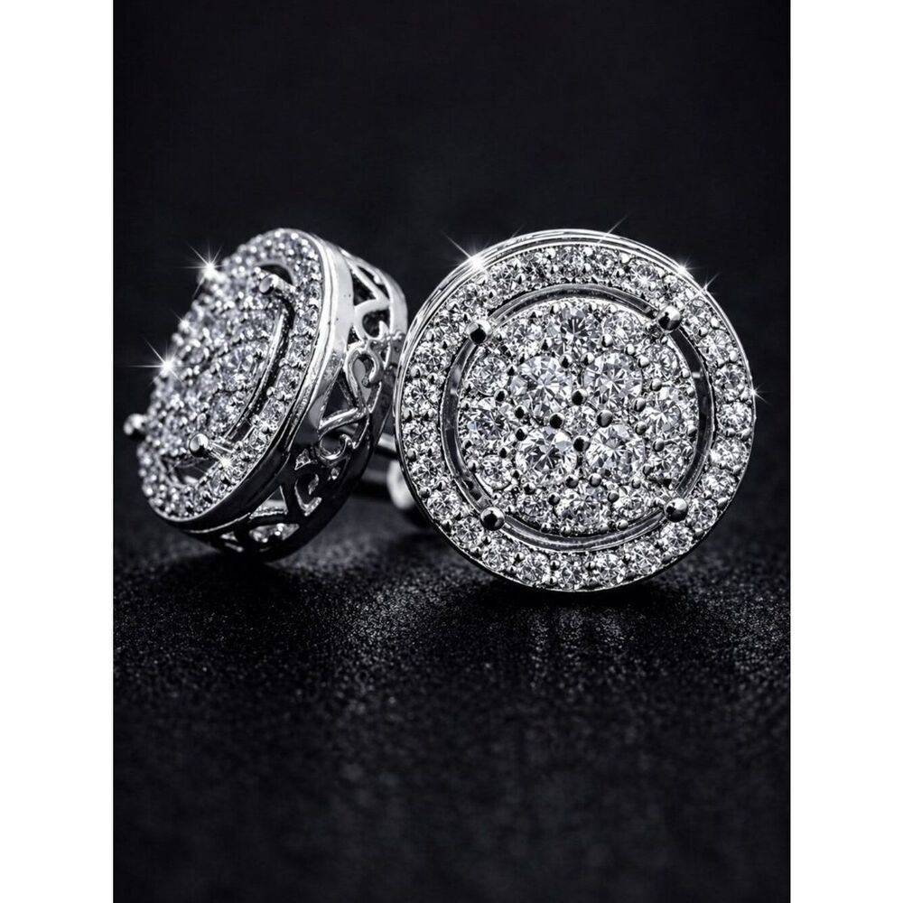 Iced Out Super Bling Round Earrings